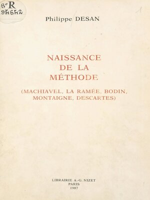 cover image of Naissance de la méthode